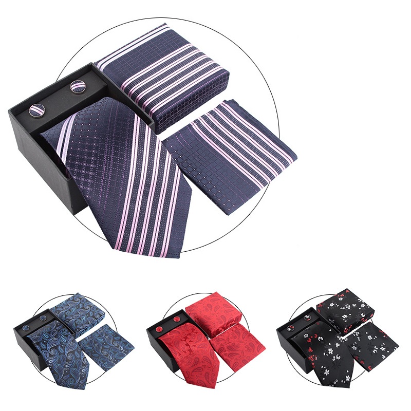 Neck Tie Set Box - Мужской набор для галстука: галстук, паше́р,
